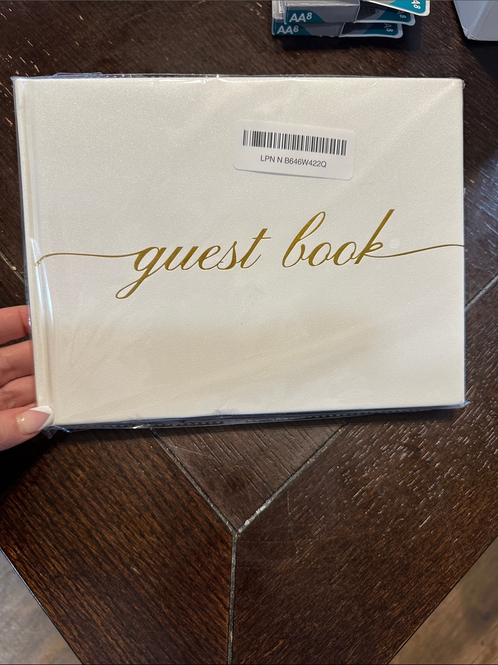 Guest Book in Cream with Gold Script